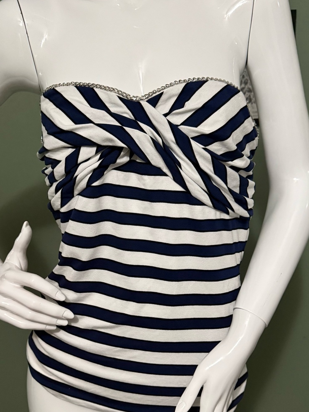 White House Black Market White and Black Women's Top - Strap Detail